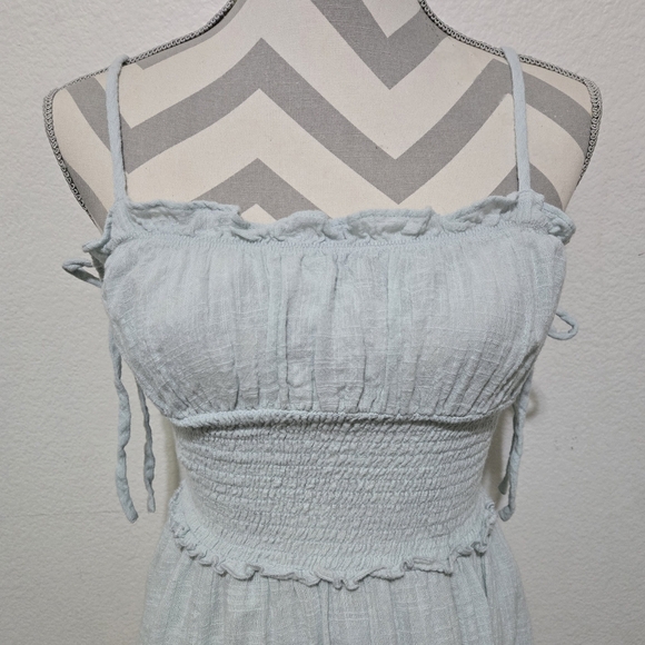 Urban Outfitters Douro Gauzey Midi Dress Light Pale Blue Green Size Small - Picture 3 of 15